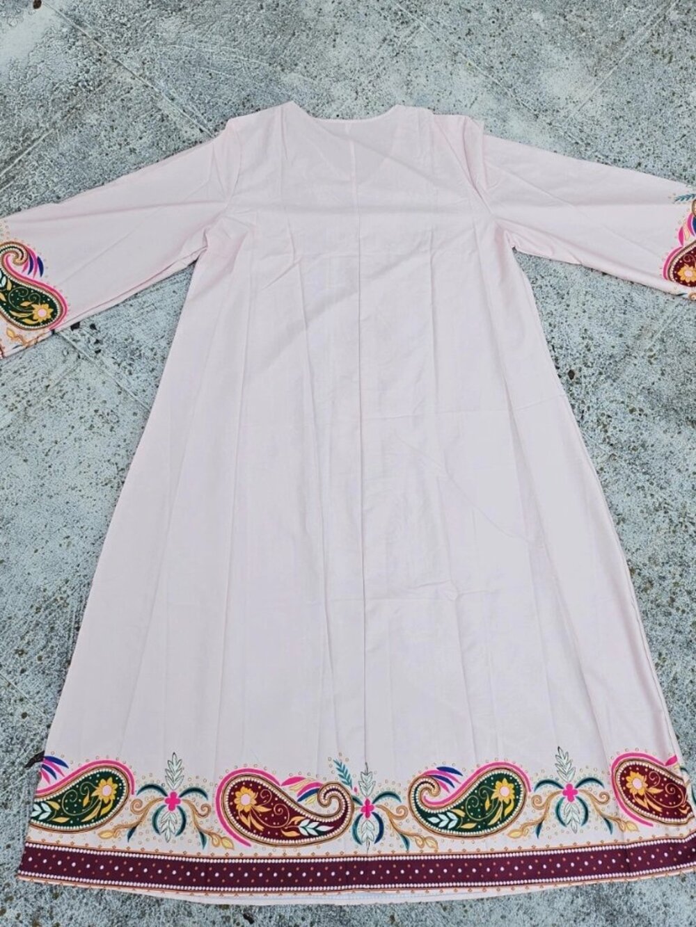 Women Dress Middle Eastern Robe Spring Summer Fashion Ethnic Print Size Plus 2XL - Picture 6 of 12